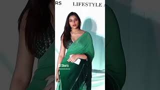Saiee Manjrekar Looking So Cute Green Saree