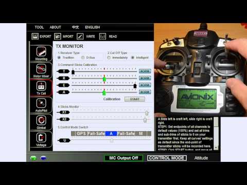 How to set up DJI Naza step by step video with transmitter setup