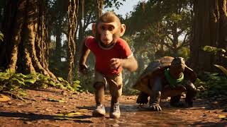 Happy Monkey World - Monkey Tachi The Big Forest Race With Turtle