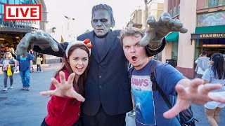 🔴 LIVE: We can stream the mazes at Halloween Horror Nights! 😱🎃😈💀|| Scare Zones, Snacks & More!