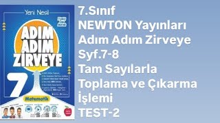 7.Sinif Newton Adim Adim S.7-8 Tam Sayilarla Toplama Ve Çikarma İşlemi̇ Test-2