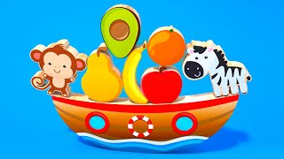Learn Fruits And Animals With Wooden Toy Ship Tino Cartoon For Toddlers