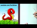 How to draw a snake - easy things to draw - cute drawings