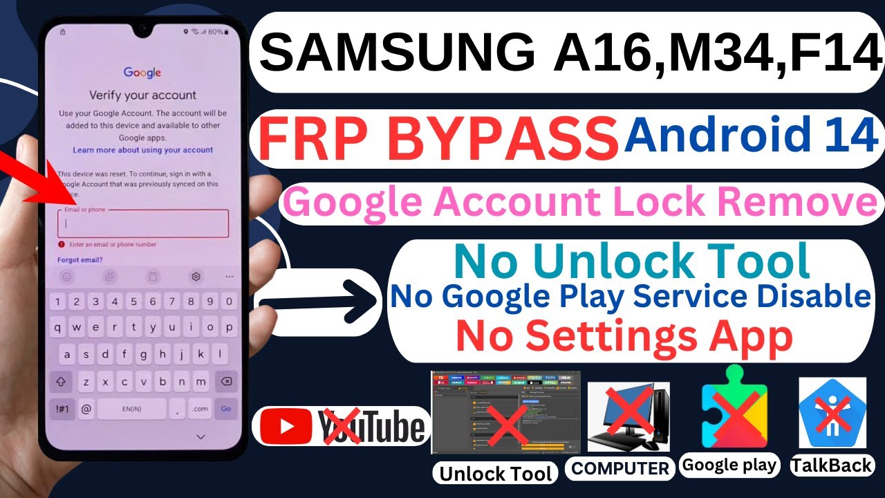 Samsung Galaxy A16 /M34 /F14 FRP/Google Account Lock Samsung Galaxy A16 /M34 /F14 FRP/Google Account Lock