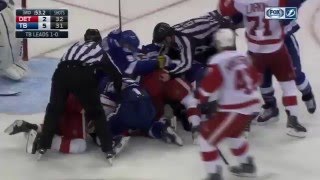 Huge Line Fight Tampa Bay Lightning vs Detroit Red Wings 2016 Stanley Cup Playoffs Rd 1 Game 2 NHL