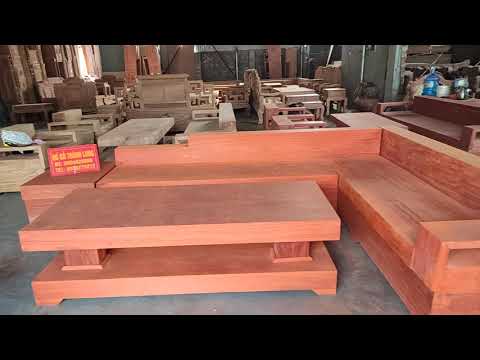 55tr/ BỘ BÀN GHẾ SOFA GÓC GỖ NGUYÊN KHỐI GỖ HƯƠNG ĐỎ tại Thành Long. LH 0936278212