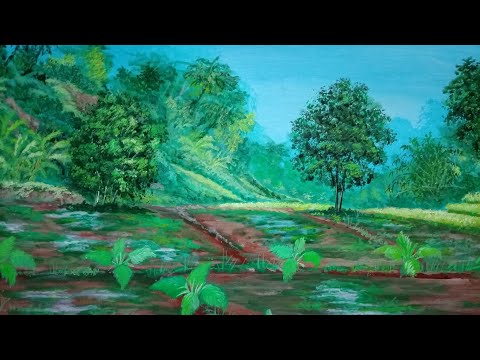 Cara melukis pemandangan alam 4