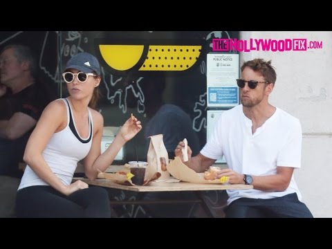 Jenson Button & Brittny Ward Have Lunch At Ink Sack While On Break From Formula One Racing