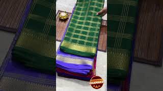 Pure Crepe Mysore Silk Saree In 4 Lines Checks Border With Self Colors 120 Gsm 91 9148735430