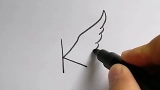 K'den kuş çizimi / Kolay çizimler