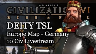 #2 Livestream VOD: Turn 249 Deity Science Victory - Europe TSL Germany Civ 6 Rise and Fall Gameplay