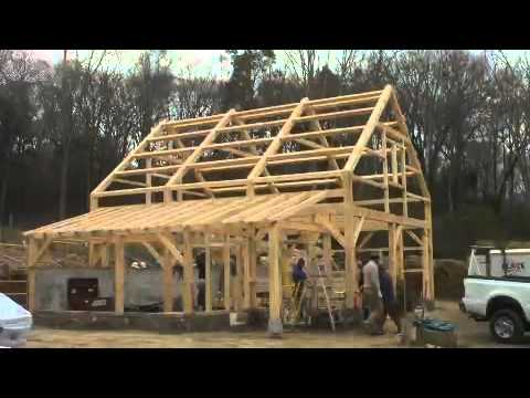 Five month time lapse: Post and beam barn in Lyme - YouTube