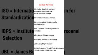 Full Form Of Isi Iti Iso Ibps Jbl Iit Jcb Icwa Important Fullform