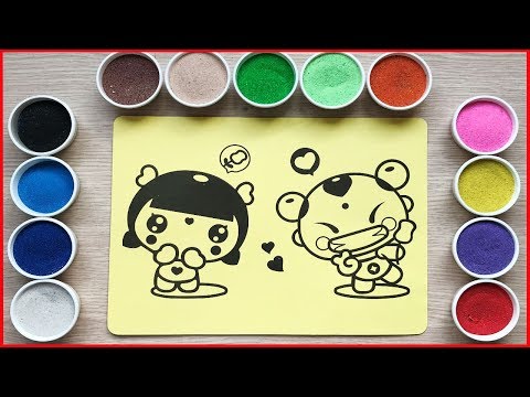 Đồ chơi trẻ em TÔ MÀU TRANH CÁT BÉ TRAI BÉ GÁI - Colored sand painting kids toys (Chim Xinh)