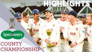 Essex Become County Championship Champions! | Somerset v Essex | Specsavers County Championship 2019