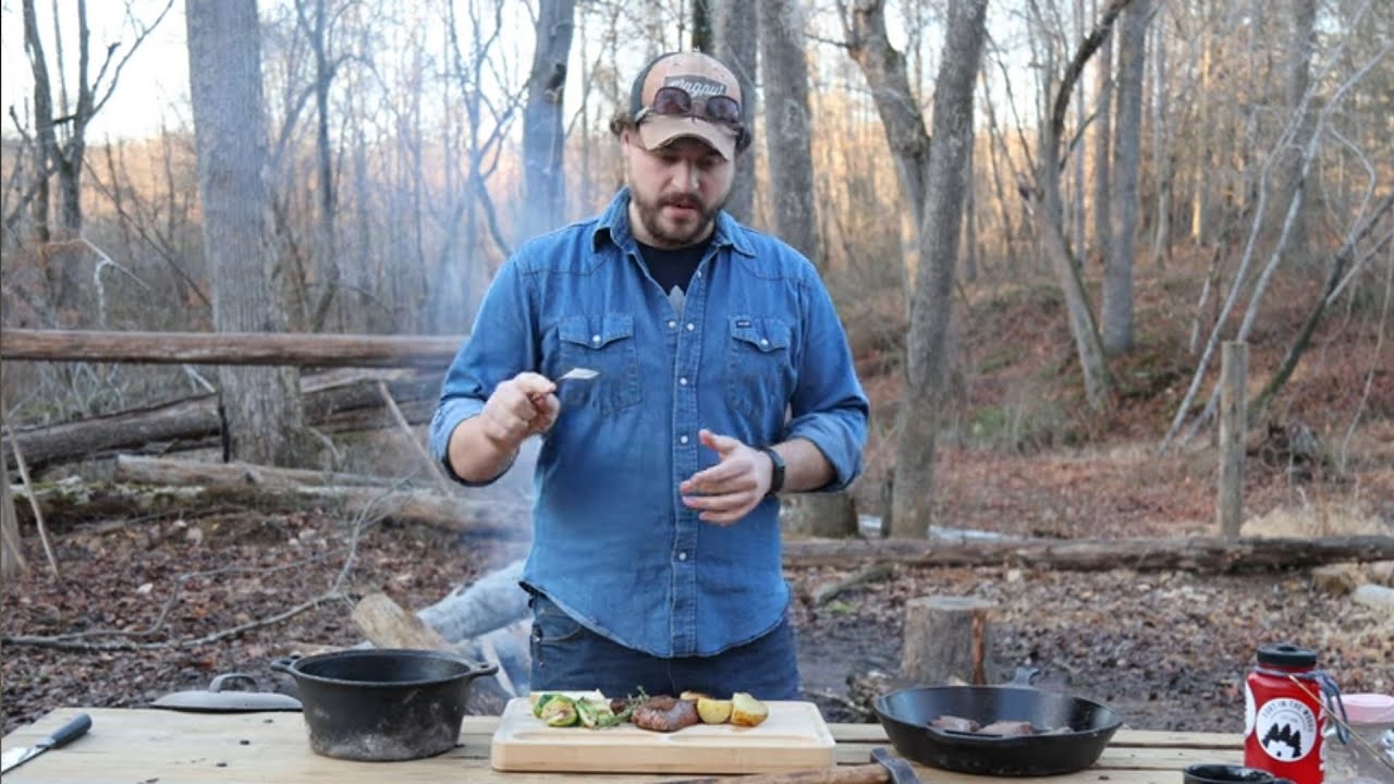 Cooking at the fort - delicious cast iron steak - Fort in the Woods