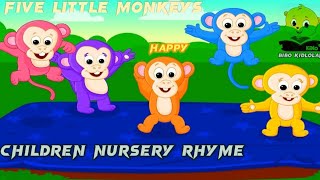 Five Little Monkeys Jumping On The Bed Children Nursery Rhyme Kidloland Toddler Songs For Baby