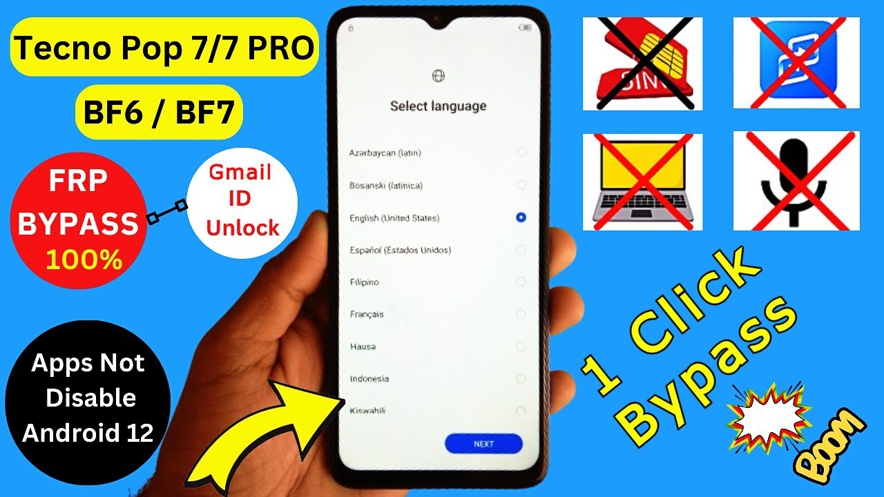 Tecno Pop 7/7 Pro Frp Bypass Without PC | Android 12 Tecno Pop 7/7 Pro Frp Bypass Without PC | Android 12