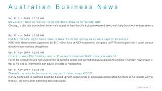 Business News Headlines for 17 Nov 2018 - 8 AM Edition