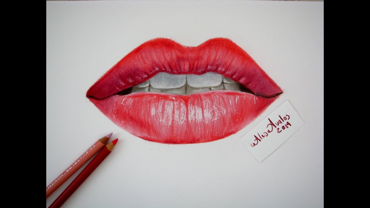 Tutorial: Cómo dibujar labios, boca con lápices de colores / Labios