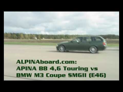 BMW M3 Coupe SMGII E46 vs ALPINA B8 46 Touring 50250 km h ALPINAboard
