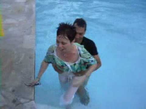 Mom getting tossed in the pool!!!