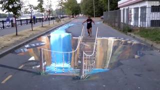 So funny 3D drawing street art 😂 can't believe that