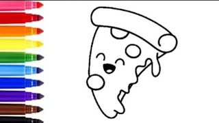 How To Draw Piza Slice Pizza Slice Drawing, Painting And Colouring For Kids