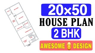 20 X 50 Ghar Ka Naksha 2 Bhk House Design 20 X 50 Village House Plan