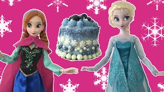 Frozen Elsa + Anna make Birthday Cake! Frozen dolls make a Real Cake! Tutorial + decorating ideas!