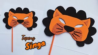 Membuat Topeng Singa Lion Face Mask Topeng Kertas Foam Mask How To Make A Lion Mask