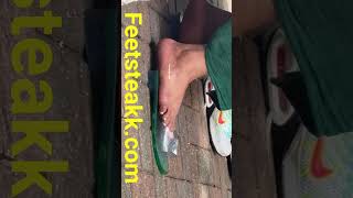 Ebony Feet Soles Older Lady Letting Her Feet Breath