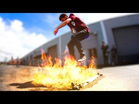 SKATING A WALL OF FIRE! EXTREMELY STUPID SKATE!