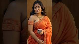 Indian Model Photoshoot. Sleeveless Orange Chiffon Saree Magic