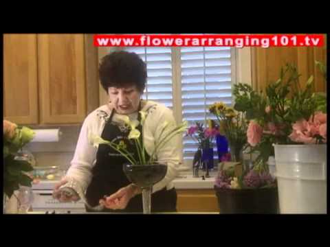 flowerarranging101tv High Style centerpiece using mini callas in a tall 