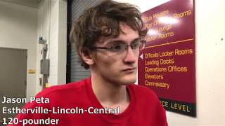 Estherville-Lincoln Centrals Jason Peta Reacts After His First Round Win