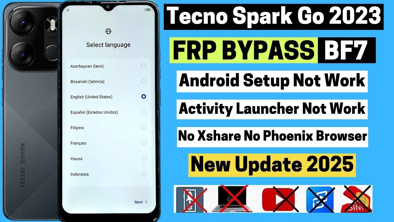 Tecno Spark Go 2023 (BF7) Frp Bypass |Activity Launcher Tecno Spark Go 2023 (BF7) Frp Bypass |Activity Launcher