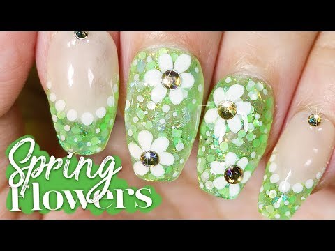 Spring Flowers Nail Art Tutorial // How to Nail Art at Home - YouTube