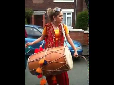 Punjabi Girl With Dhol on Rihana -Rude boy
