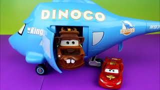 Disney Pixar Cars Dinoco Helicopter With Mater Lightning Mcqueen Just4Fun290
