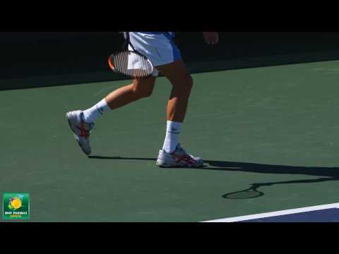 Close-up footage of Nikolay ダビデンコ's footwork in HD -- Indian Wells Pt． 35