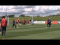 Manchester United's Nick Powell scores a belter in England U21s training