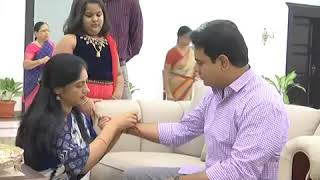 Mp Kavitha Ties Rakhi To His Brother Ktr Ktr With His Sister Kavitha