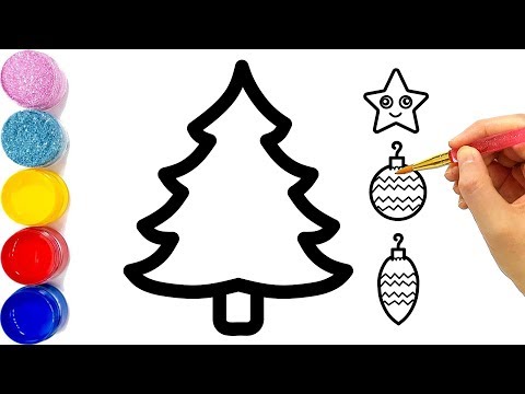 Vẽ cây giáng sinh đơn giản cho bé tô màu | Glitter Christmas Tree Ornaments Coloring Pages For Kids