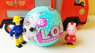 Lalki LOL Surprise - Świnka Peppa i Strażak Sam otwierają - bajki dla dzieci