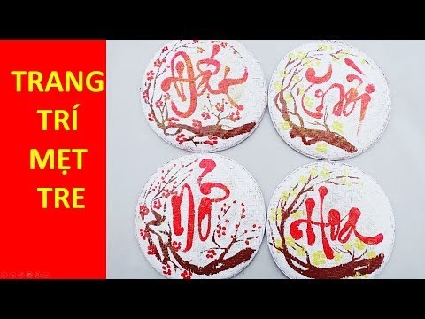 Viết thư pháp trên mẹt tre | Trang trí hội chợ xuân 2019