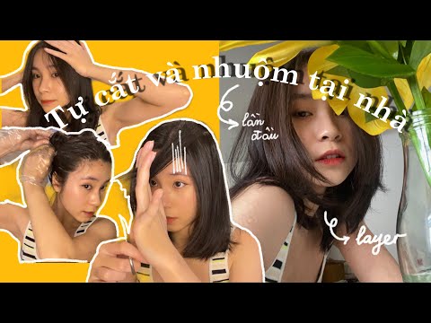 Cắt tóc layer và lần đầu nhuộm tóc tại nhà | khlinhcao