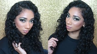 Green Cut Crease Eye Makeup with Glitter