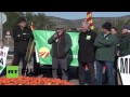 Spain: See sanction-hit farmers dump ROTTING fruit in anti-govt demo