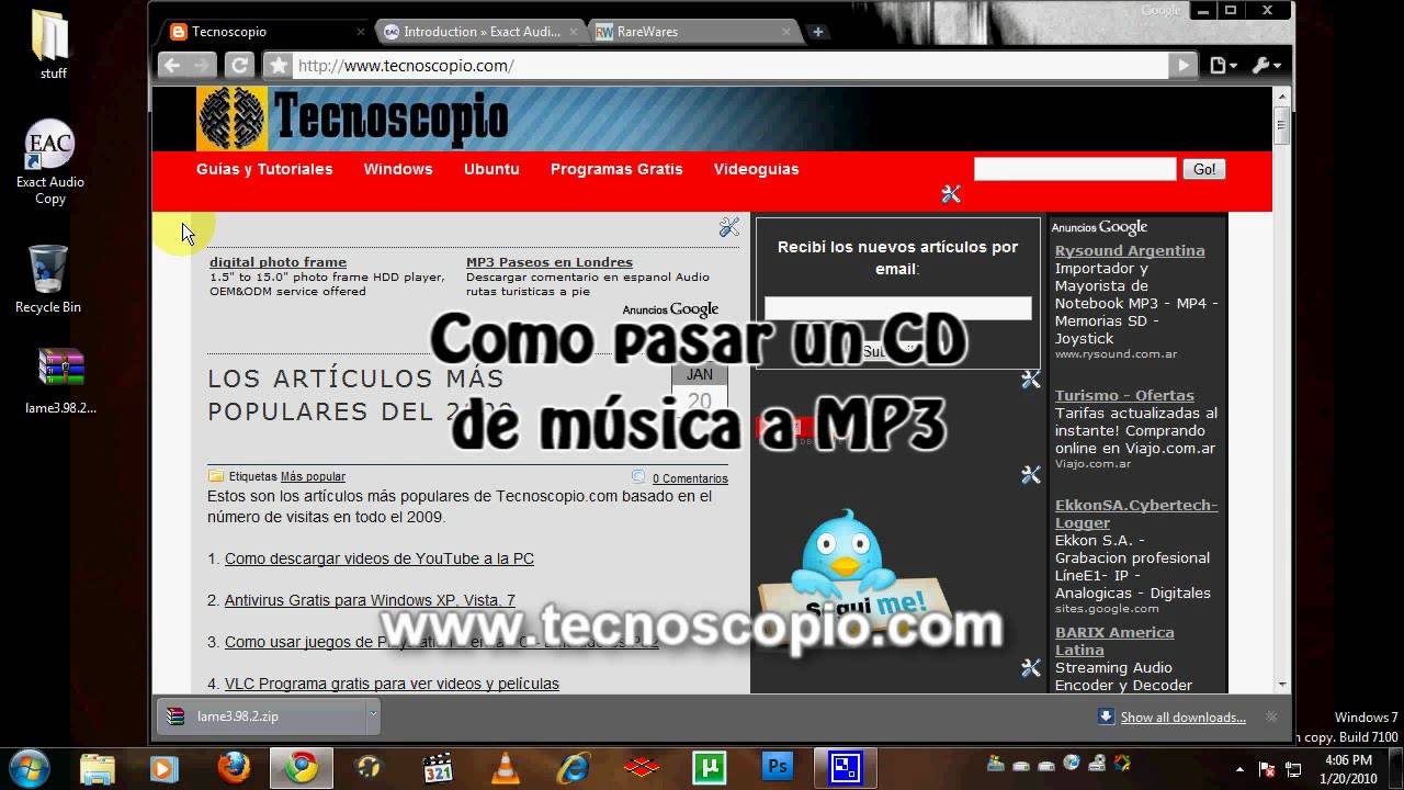 COMO CONVERTIR UN CD A MP3 como convertir un cd a mp3: